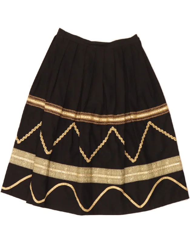 VINTAGE Womens Circle Skirt IT 44 Medium W27 Black Striped Cotton lace skirt delicate