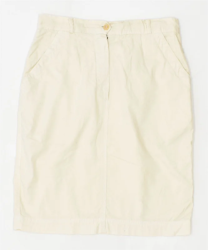 HENRY COTTONS Womens Straight Skirt EU 44 Large W30 Off White Cotton belted skirt waist