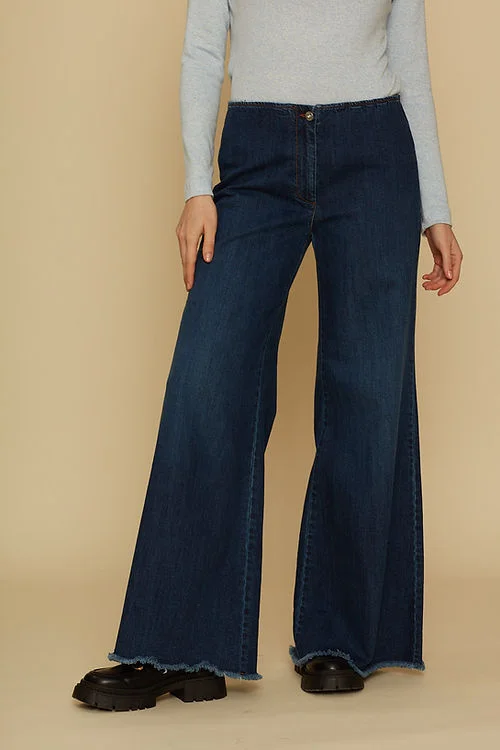 WIDE LEG DENIM PANTS Casual Plaid Pants