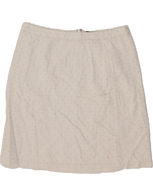 GANT Womens A-Line Skirt UK 14 Medium W30  White Ikat Cotton silk skirt lustrous
