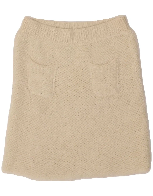 BENETTON Womens A-Line Skirt Small W26 Off White Wool denim skirt durable