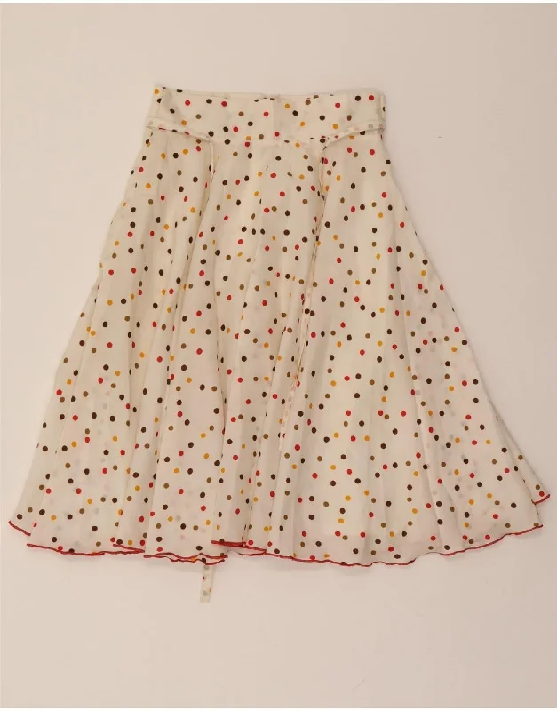 VINTAGE Womens A-Line Skirt W26 Small White Polka Dot denim skirt casual