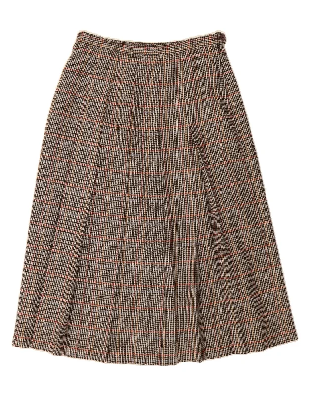 VINTAGE Womens A-Line Skirt UK 14 Medium W30 Grey Houndstooth denim skirt trendy
