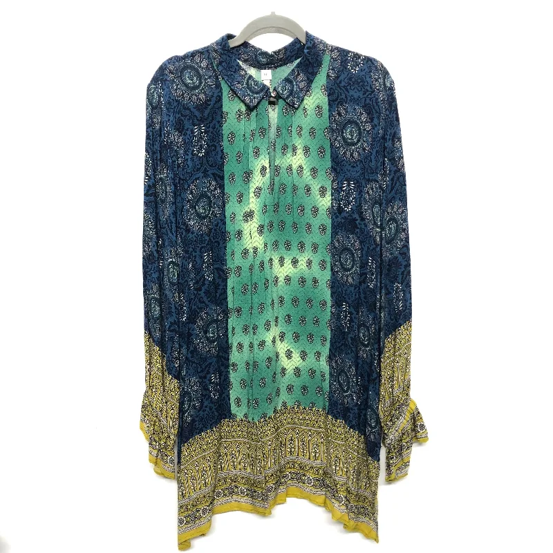 Dress Casual Short By Uncle Frank In Blue & Green, Size:Xl Tunics Favorite customer