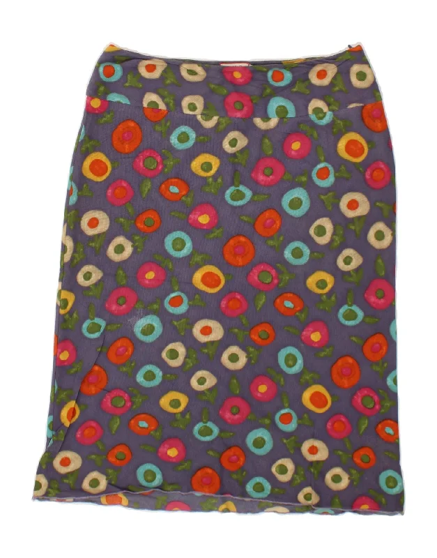 MAX & CO. Womens Straight Skirt Large W32  Purple Floral Cotton silk skirt lustrous