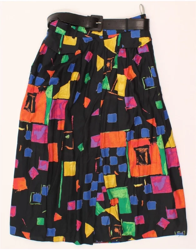 VINTAGE Womens A-Line Skirt EU 38 Medium W30  Black Geometric leather skirt durable