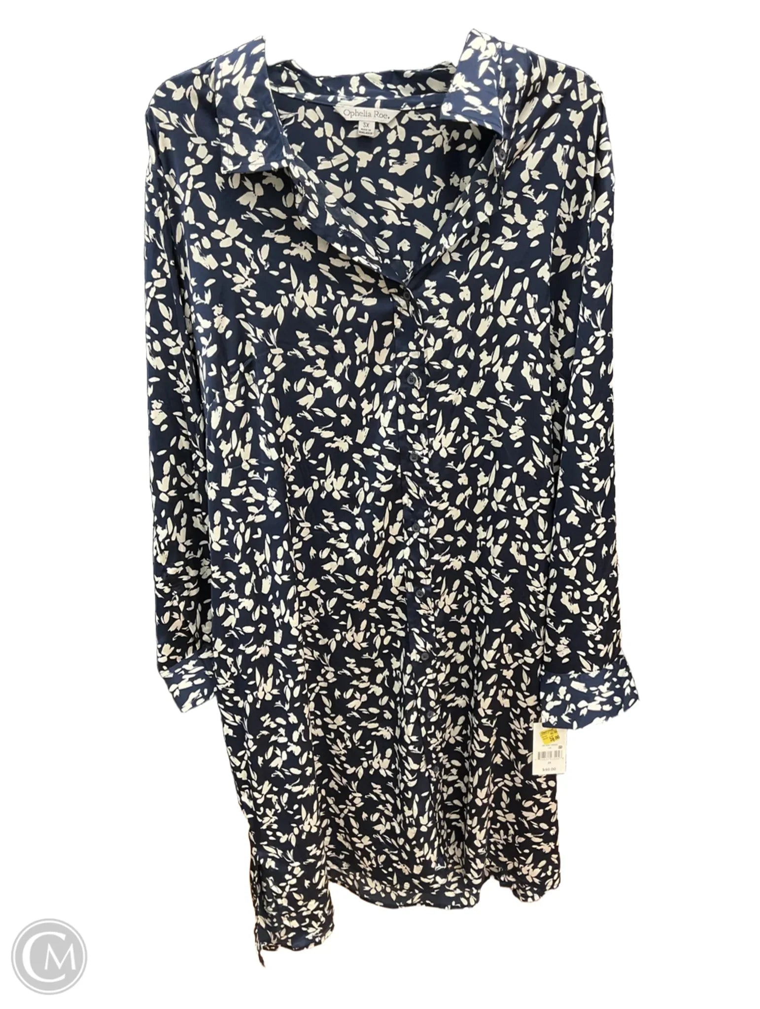 Dress Casual Midi By Ophelia Roe In Navy, Size: 3x Tunics Handmade artisanal