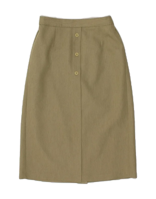 BERKERTEX  Womens Midi Skirt UK 12 Medium W28  Khaki Polyester velvet skirt luxury