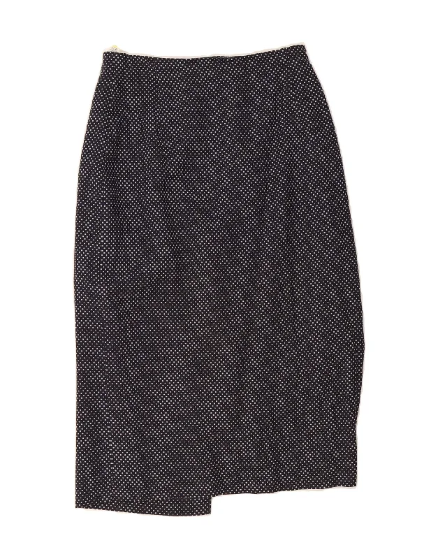 ST MICHAEL Womens Maxi Skirt UK 12 Medium W28  Navy Blue Spotted Viscose button skirt front