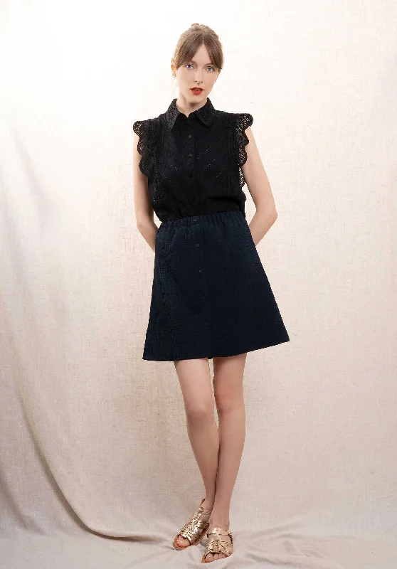 Skirt T1443 Jupe Navy chiffon skirt airy