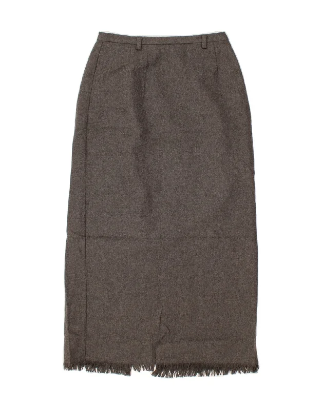 EDDIE BAUER Womens Maxi Skirt US 8 Medium W27  Grey Wool leather skirt bold