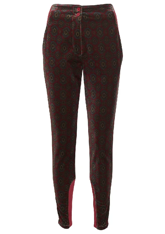 Burgundy Velvet Pants Stylish Harem Pants