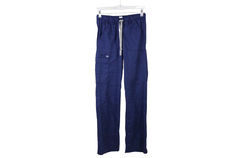 WonderWink Blue Scrub Pants | XS Fashionable Button-Up Pants