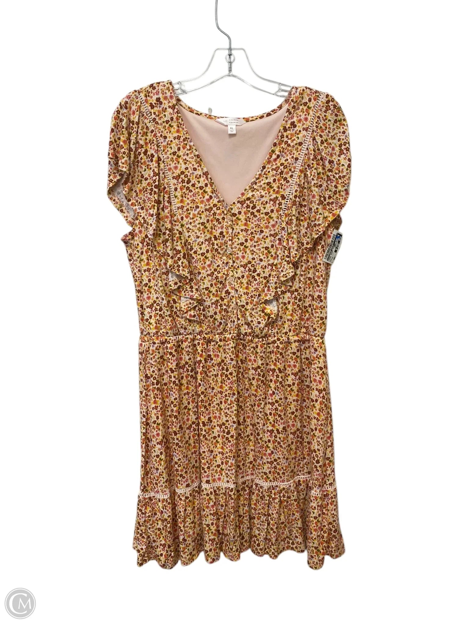Dress Casual Short By Lc Lauren Conrad In Floral Print, Size: Xl Boatneck Modish Everyday