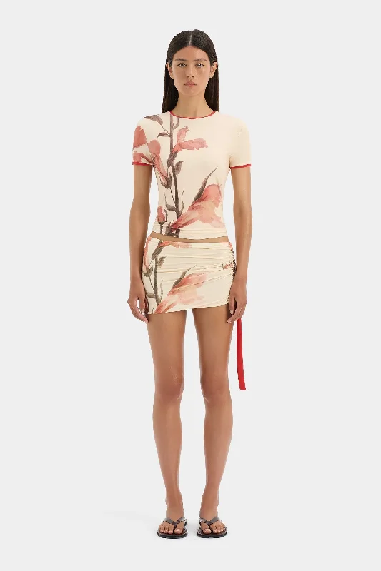 HANA MINI SKIRT - GLADIOLI PRINT leather skirt modern