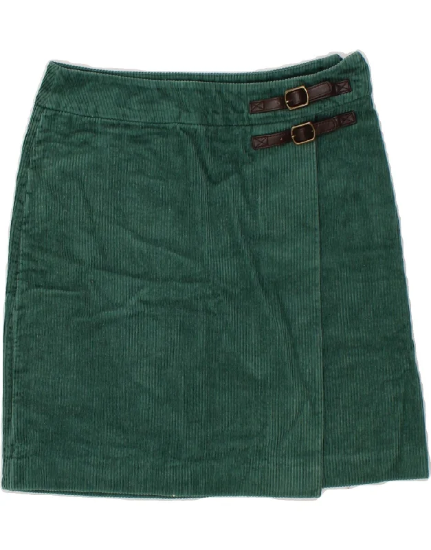 BODEN Womens Corduroy Skirt UK 8 Small W26  Green Cotton velvet skirt luxury