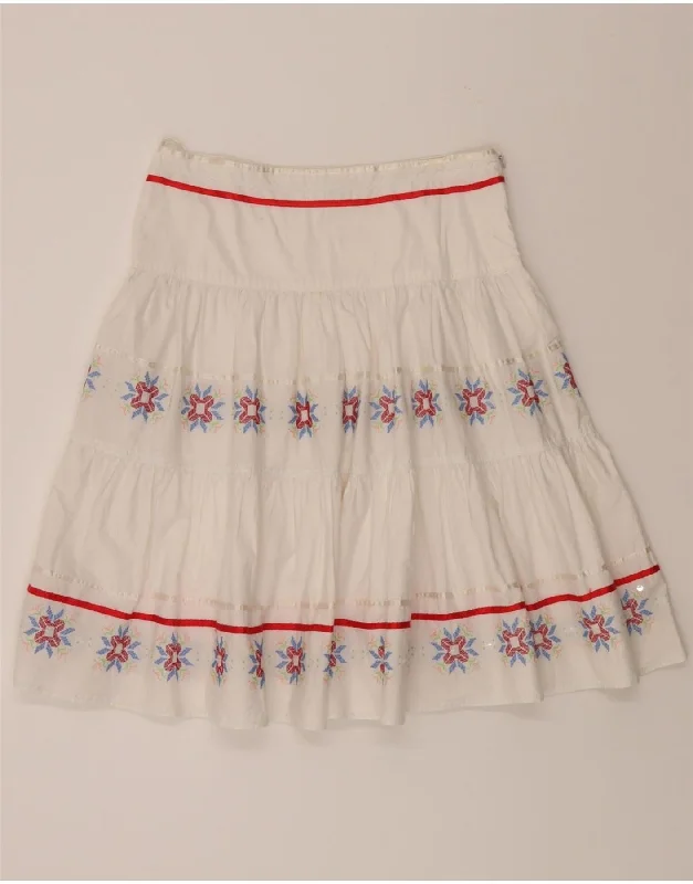 BAY Womens A-Line Skirt US 8 Medium W30  White Fair Isle Cotton casual skirt length