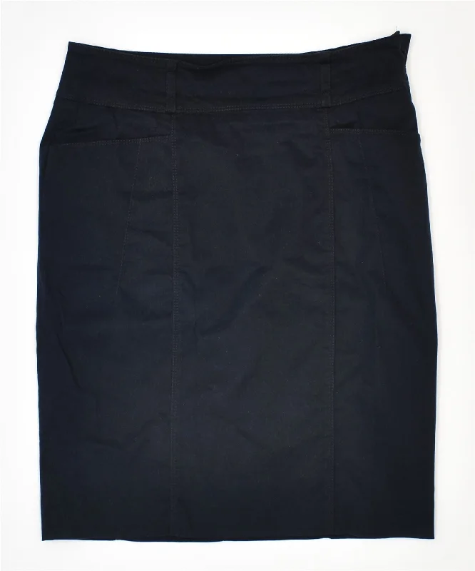 PENNY BLACK Womens Straight Skirt W30 Medium Navy Blue Cotton Vintage asymmetrical skirt cut