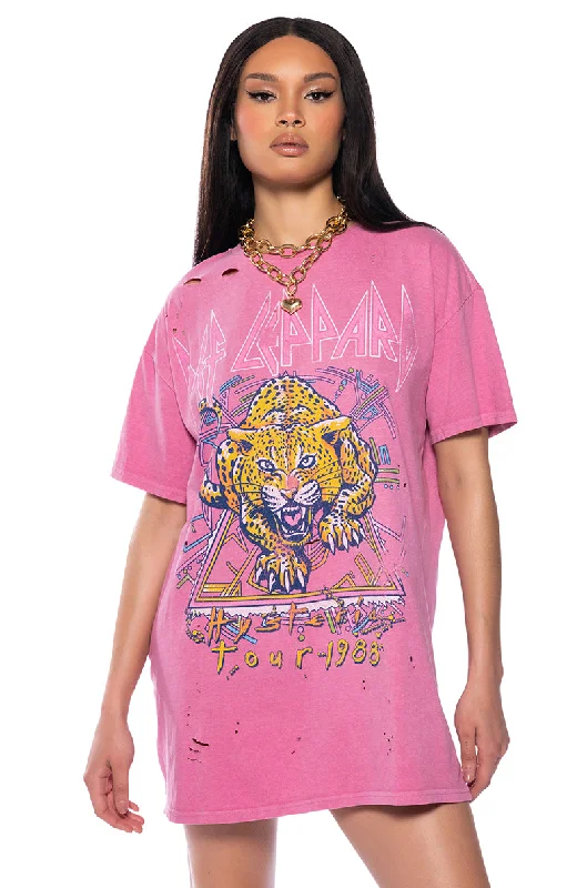 DEF LEPPARD MINERAL WASHED DRESS Boatneck Modish Everyday