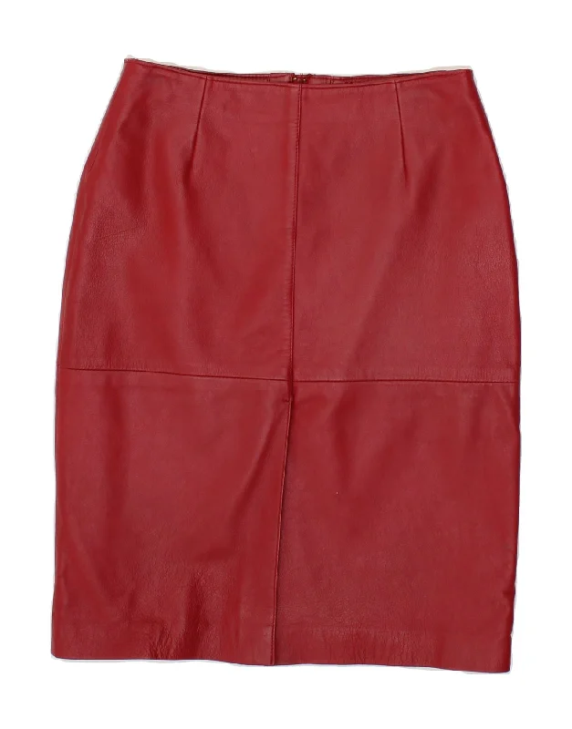 RIVER ISLAND Womens Leather Skirt W28 Medium  Red Leather linen skirt breathable