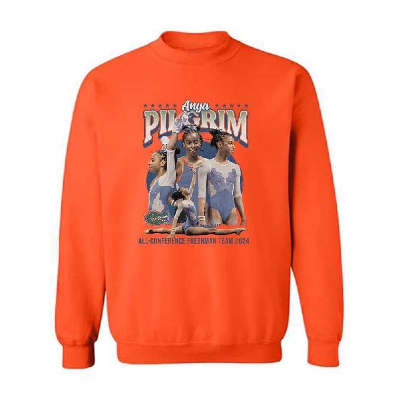 Florida - NCAA Women's Gymnastics : Anya Pilgrim - Crewneck Sweatshirt Hoodie with Frayed Bohemian Relaxed