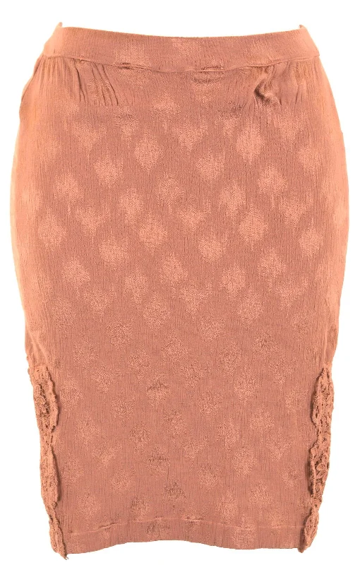 VINTAGE Womens Bodycon Skirt Small W26 Brown Viscose lace skirt delicate