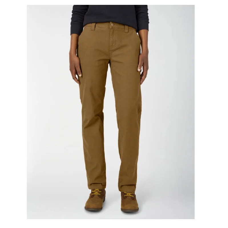 Dickies Stretch Duck Women's Carpenter Work Pant FD2700 - Brown Formal Linen Trousers