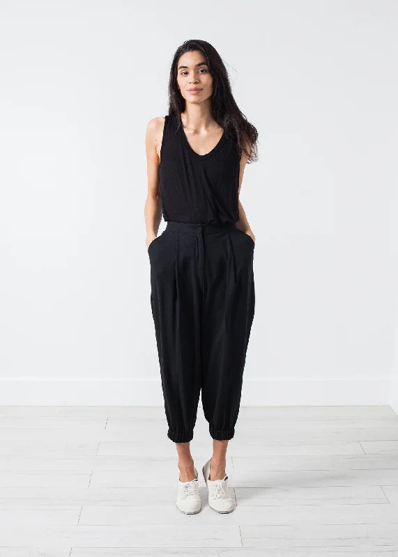 Fancy Wool Pant in Black Trendy Printed Pants