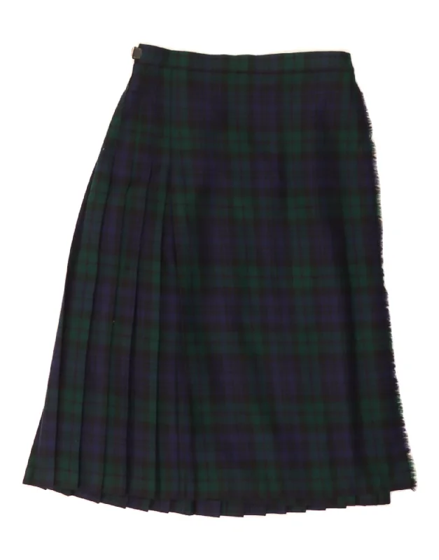 VINTAGE Womens High Waist Wrap Skirt UK 16 Large W28  Navy Blue Check velvet skirt plush
