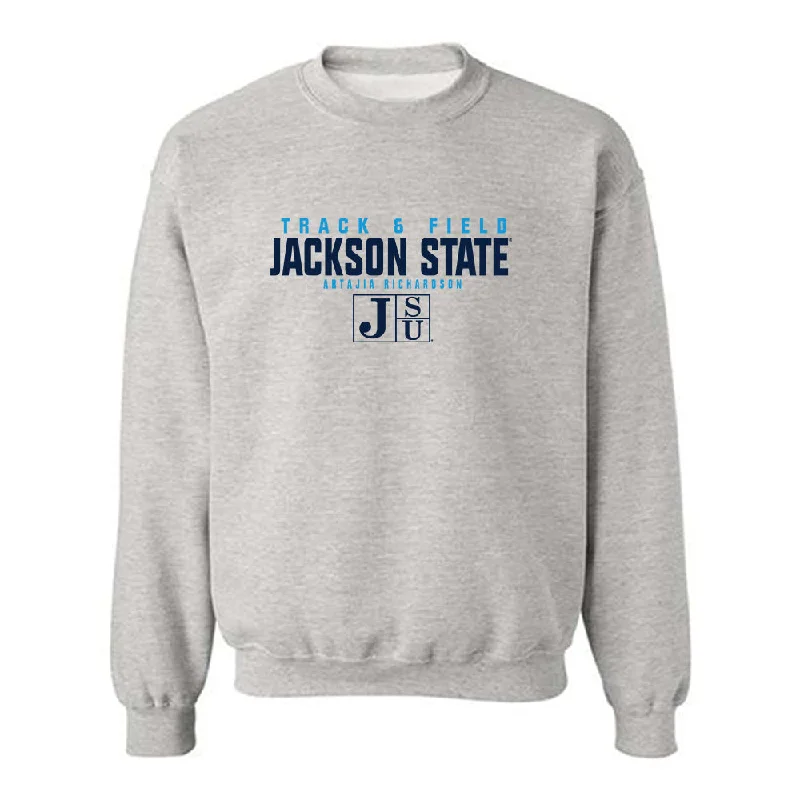 Jackson State - NCAA Women's Track & Field : Artajia Richardson - Classic Fashion Shersey Crewneck Sweatshirt Hoodie with Cropped Fit Short Trendy