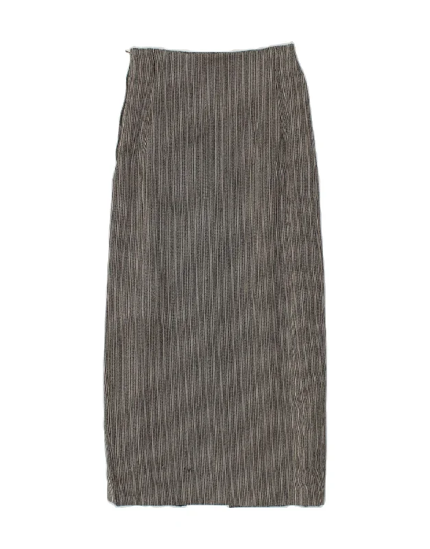 VINTAGE Womens Maxi Skirt W26 Small  Grey Striped relaxed fit skirt