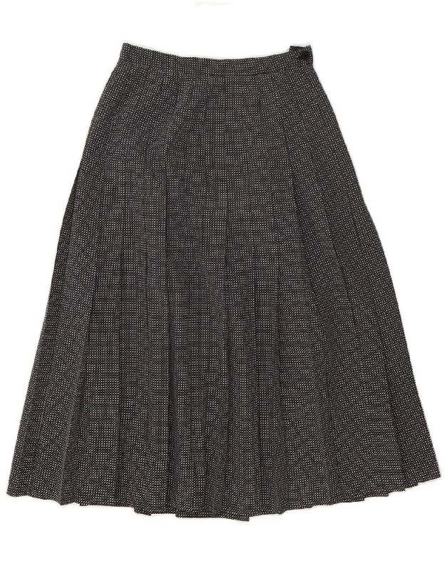 COUNTRY Womens Pleated A-Line Skirt UK 10 Small W26  Black Spotted leather skirt modern