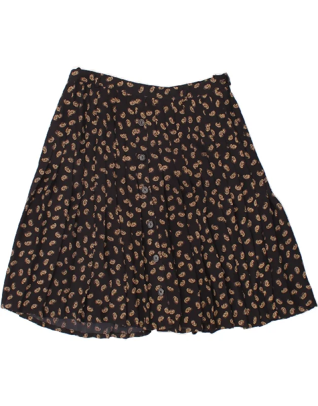 BARDEHLE Womens A-Line Skirt IT 44 Medium W30  Black Paisley Polyester linen skirt natural