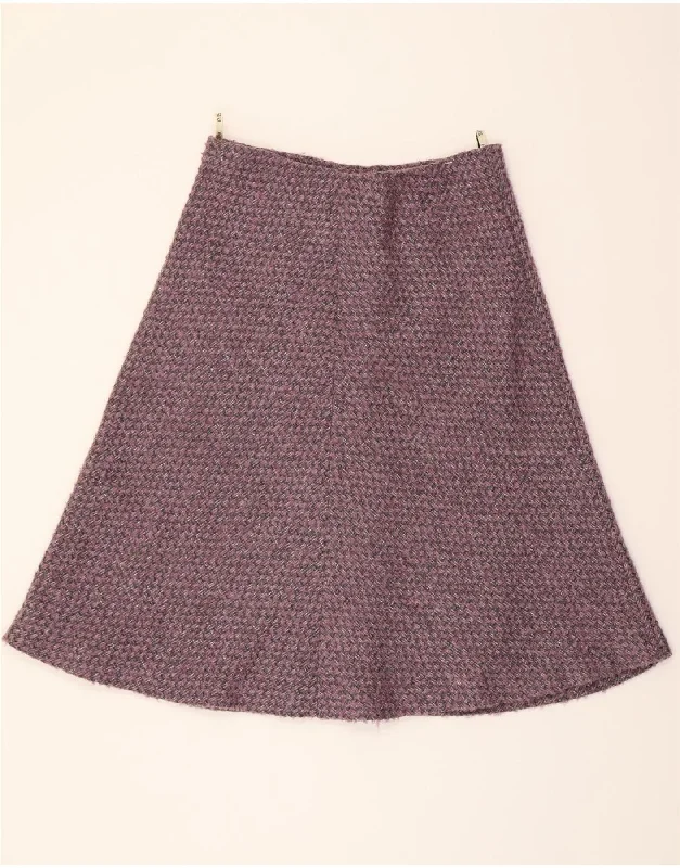 EASTEX Womens A-Line Skirt UK 16 Large W30 Purple Check Acrylic cashmere skirt fine