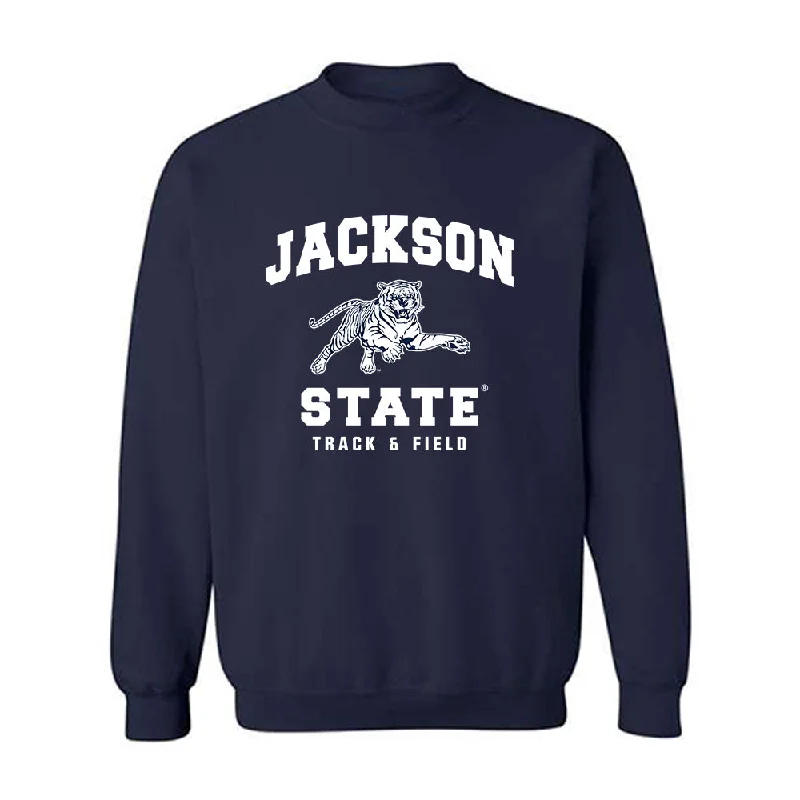 Jackson State - NCAA Women's Track & Field : Artajia Richardson - Crewneck Sweatshirt Hoodie with Camouflage Military Edgy