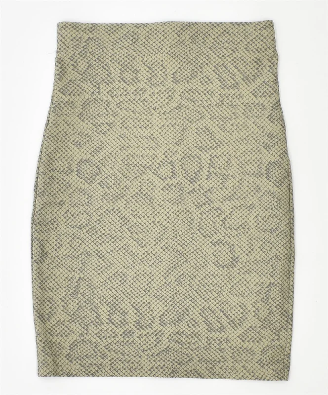 VINTAGE Womens Tulip Skirt W26 Small Beige Animal Print Polyamide cashmere skirt soft