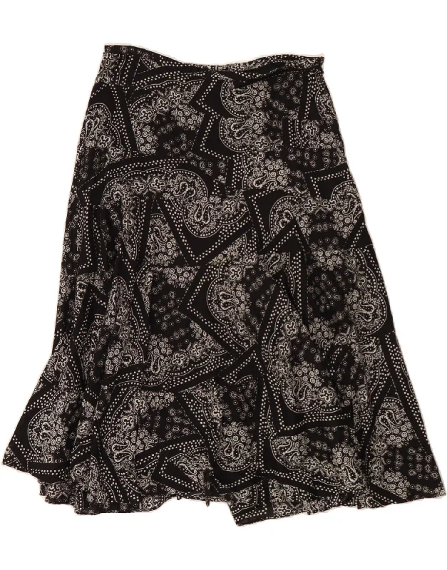 RALPH LAUREN Womens A-Line Skirt US 10 Large W32  Black Paisley Cotton relaxed fit skirt