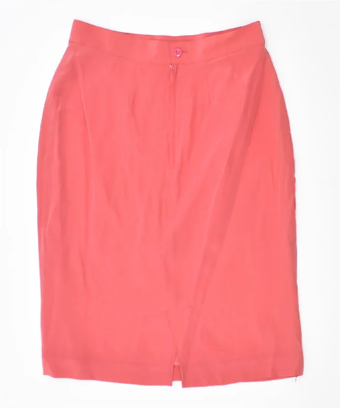 VINTAGE Womens Straight Skirt UK 8 Small W28 Pink Silk chiffon skirt airy