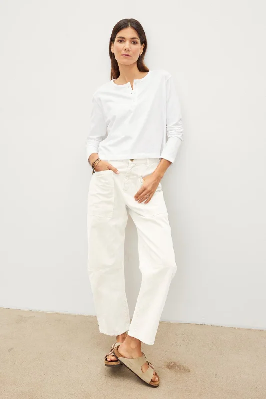 BRYLIE SANDED TWILL UTILITY PANT High-Waist Trousers