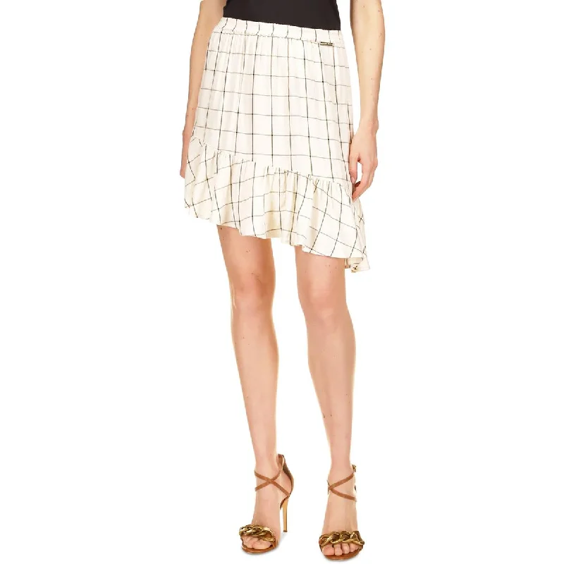 MICHAEL Michael Kors Womens Metallic Above Knee Asymmetrical Skirt cashmere skirt fine