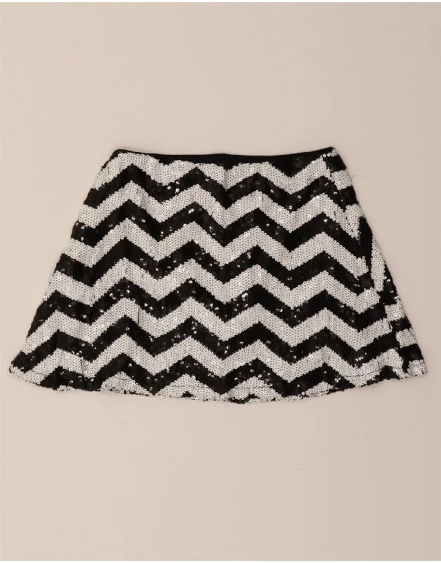 FOREVER 21 Womens Sequin Mini Skirt Small W26  Black Chevron breathable skirt fabric