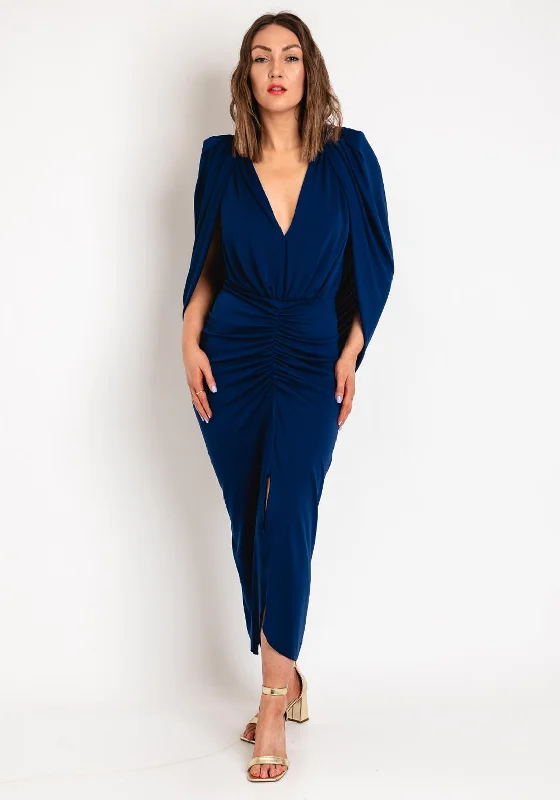 Kevan Jon Cho Cape Backlesss Dress, Navy Tunics Prom sequined
