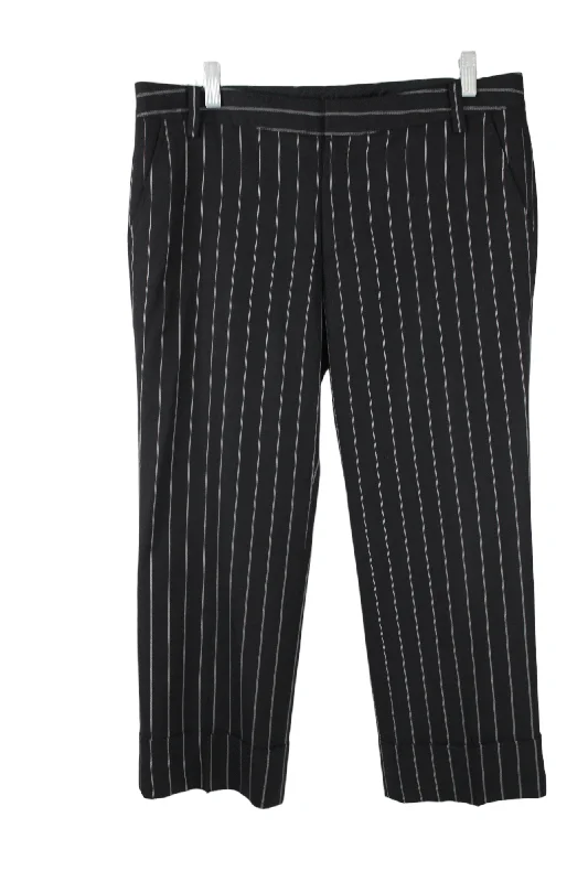 Banana Republic Black Striped Martin Stretch Capri Pant | 10 Formal Linen Trousers