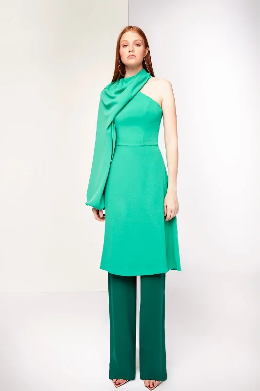Asymmetric one sleeve dress like top with pants Cozy Jogger Leggings