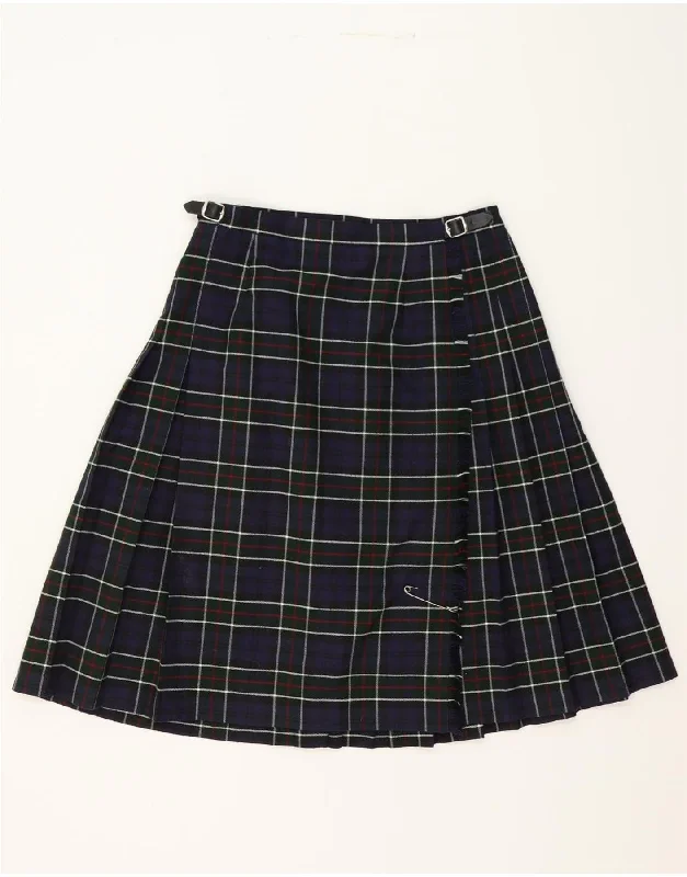 O'NEILL Womens Wrap Skirt UK 16 Large W36  Navy Blue Check Polyester corduroy skirt textured