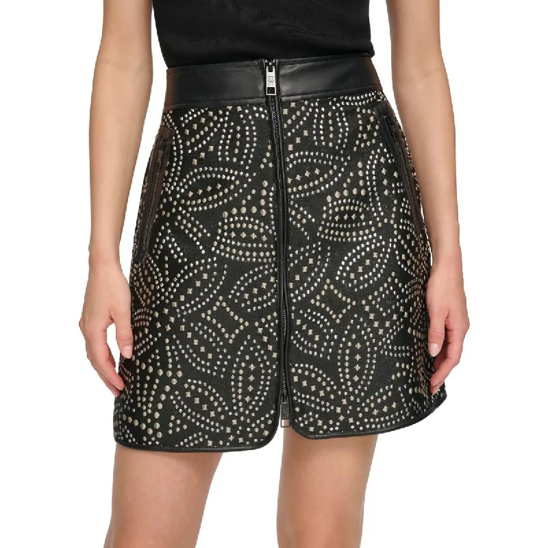 Womens Embroidered Studded Mini Skirt denim skirt classic