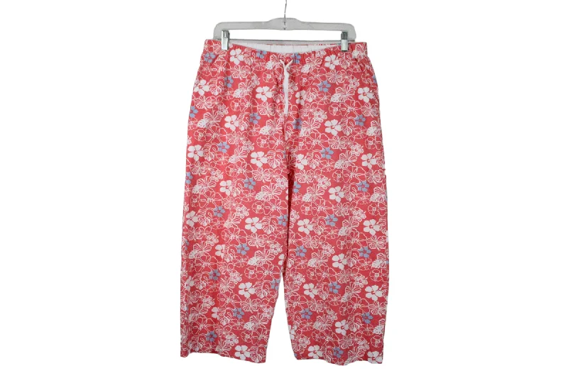 Silverwear Pink Floral Capri Pant | L Cozy Knit Pants