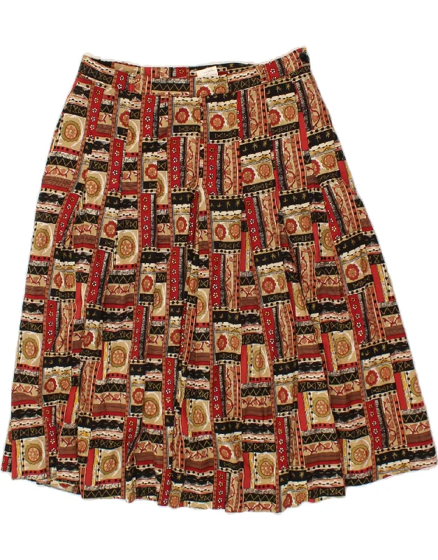 CLOVER Womens A-Line Skirt UK 18 XL W36  Red Patchwork Viscose lace skirt elegant