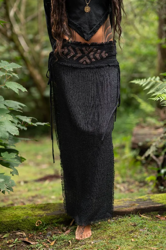 Daenerys Natural Cotton Skirt - Black chiffon skirt delicate