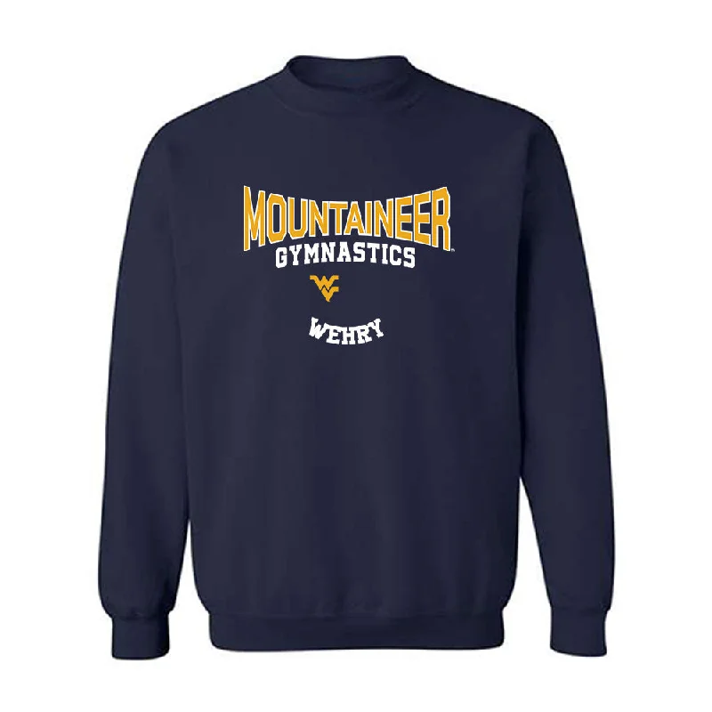 West Virginia - NCAA Women's Gymnastics : Emma Wehry - Crewneck Sweatshirt Hoodie with Distressed Vintage Worn